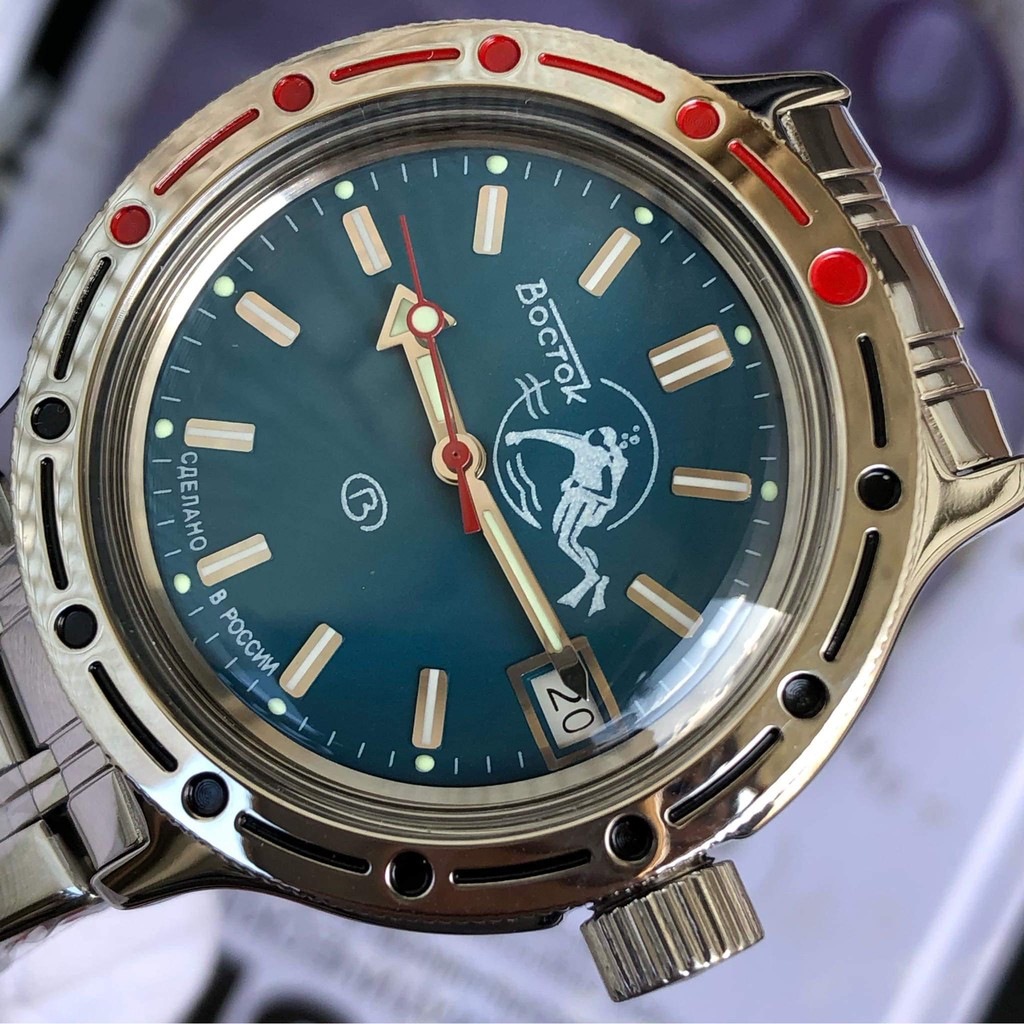 Đồng hồ nam Vostok máy cơ tự động Automatic, size mặt 40, chống nước tốt 20 ATM. Đồng hồ Nga Vostok Amphibia 420059