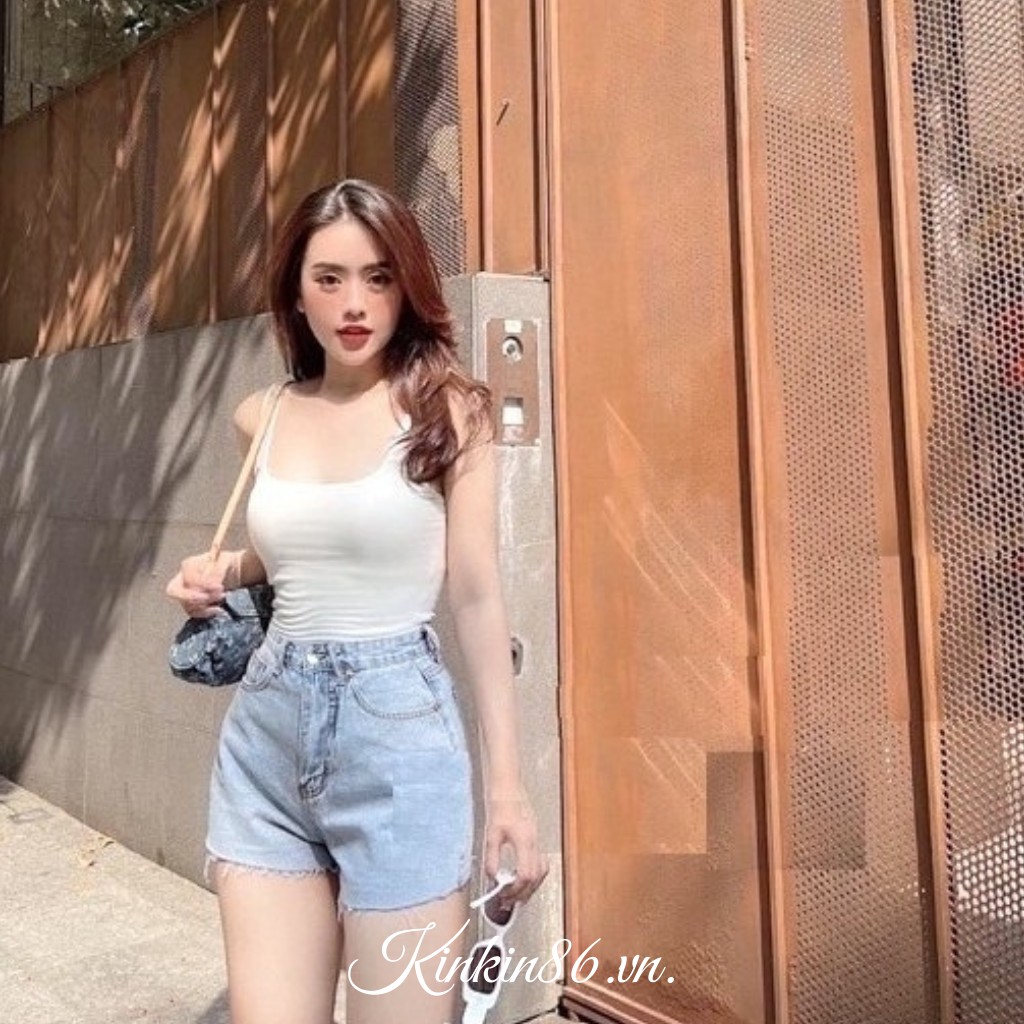 Áo Croptop 3 lỗ Co Giãn Chất Cotton Mềm _ Áo 2 dây bản to cổ U siêu hothit