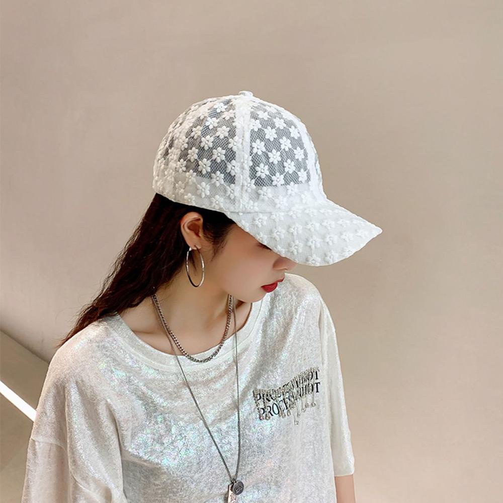 Mũ Lưỡi Trai Phối Lưới Thêu Hoa Phong Cách Hiphop
