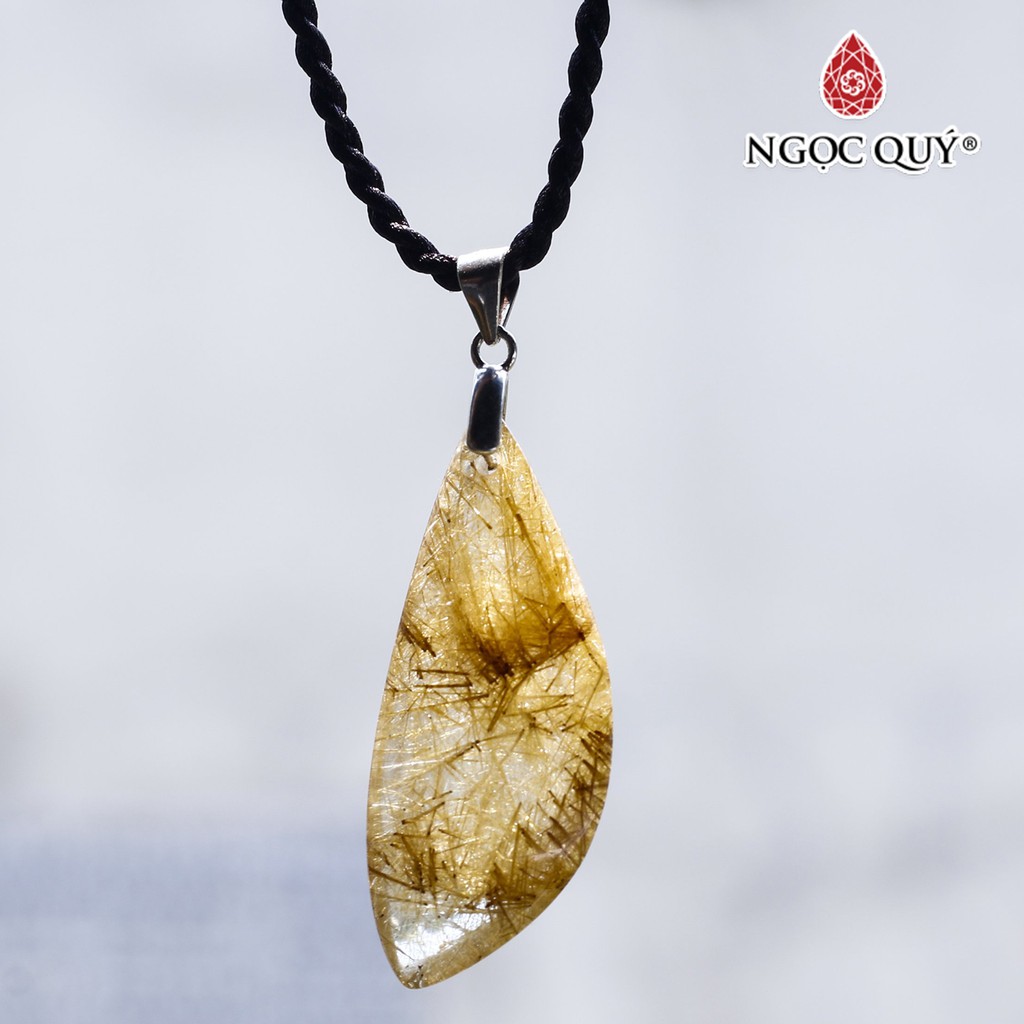 Mặt dây chuyền đá thạch anh tóc vàng giọt nước rutilated quartz - Ngọc Quý