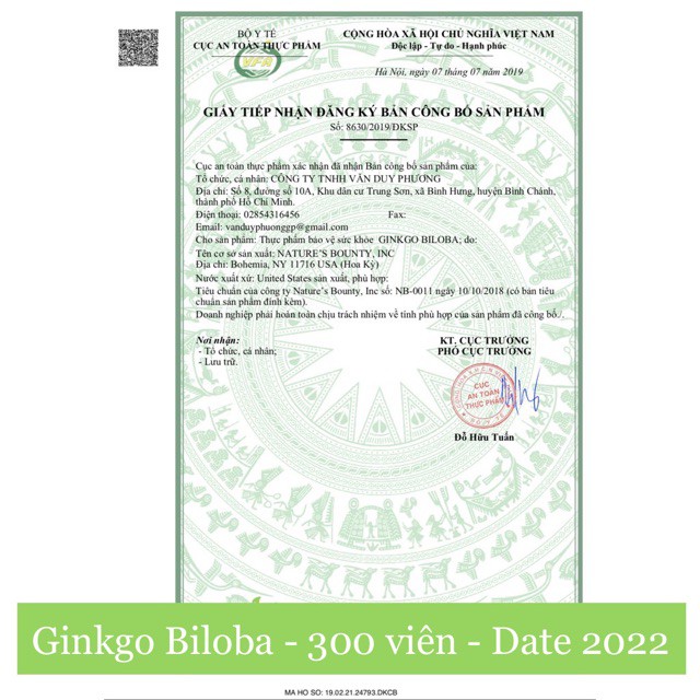 Bổ Não Ginkgo Biloba 340 Viên