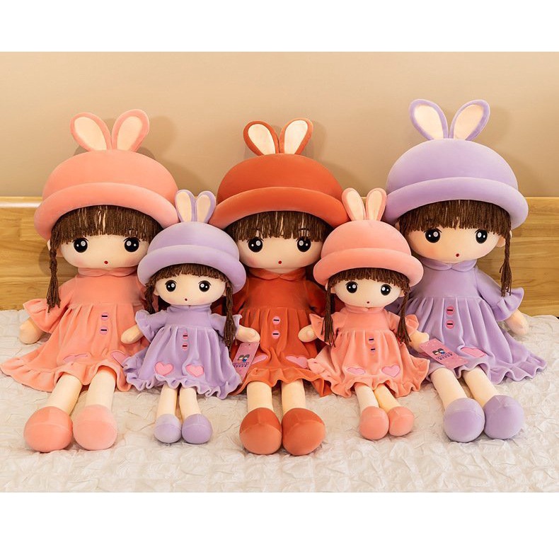 Gấu Bông Búp Bê Tai Thỏ , Thú Nhồi Bông Quà 1-6 Cho Bé Size 70-80-90Cm