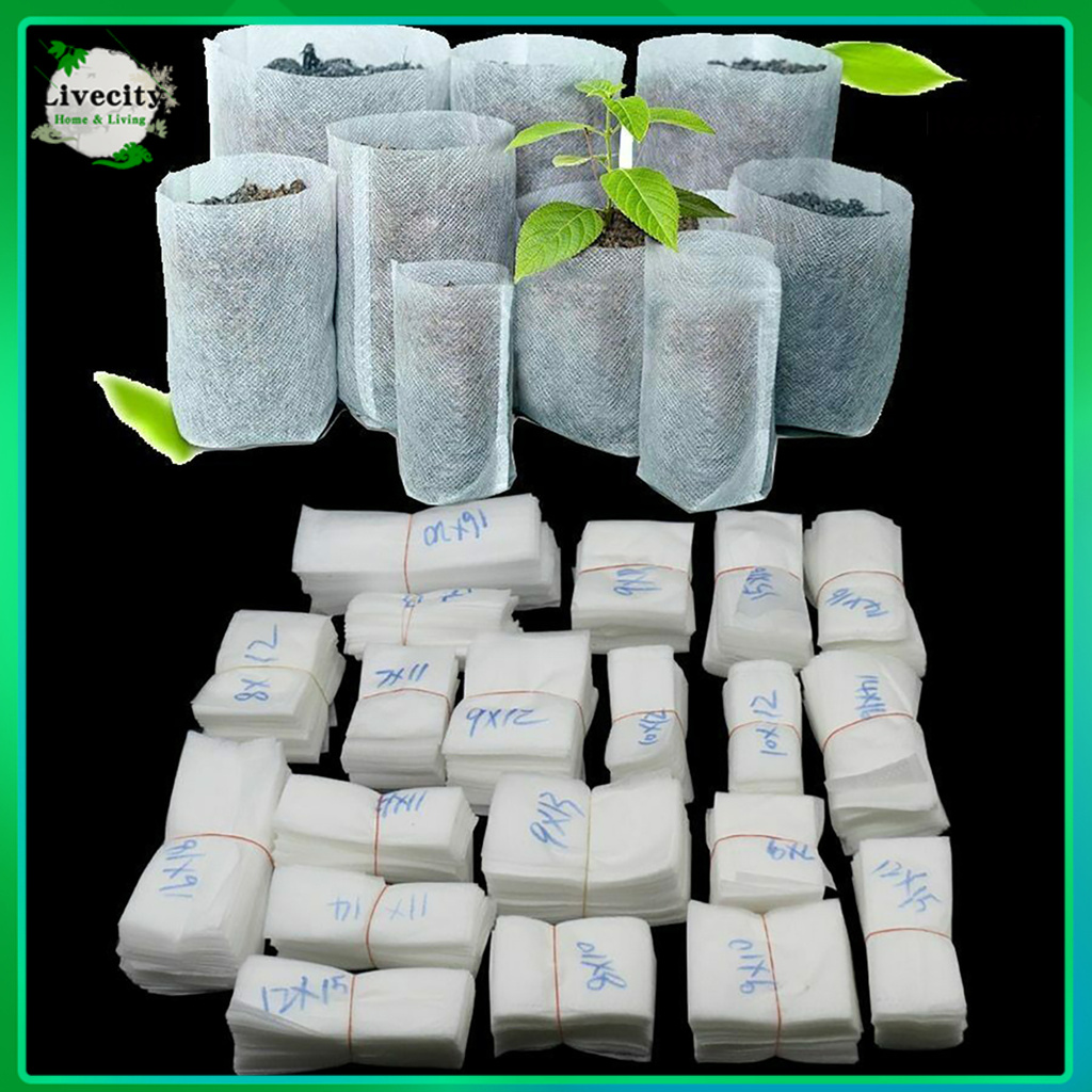 Set 100 Túi Ươm Trồng Cây Bằng Vải Không Dệt Nhiều Kích Thước Tùy Chọn