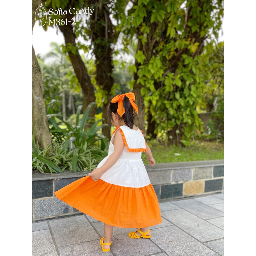 Váy hè 2 tầng Sofia cho bé gái size 1-10T (10-40kg) 2 màu cam, hồng xinh xắn