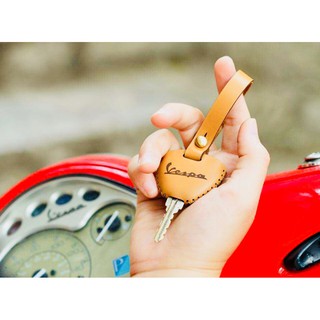 Bao da chìa khóa Vespa,Liberty,Zip chìa dẹt da bò 100%