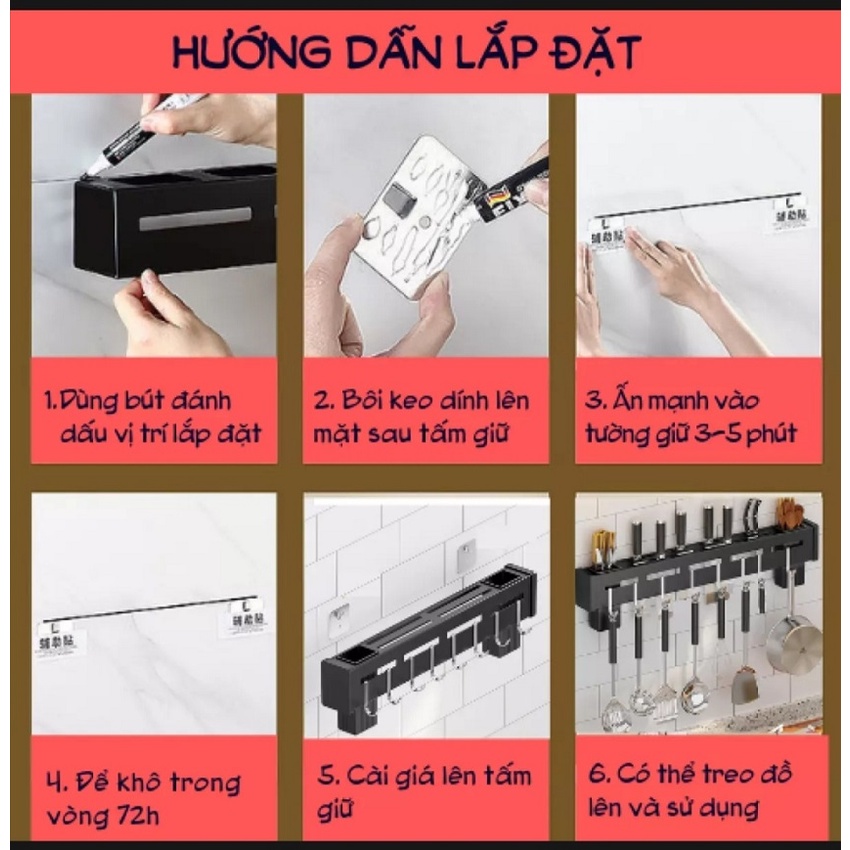 Kệ Để Dao Thớt Dán Tường, Giá Để Đồ Dùng Nhà Bếp Đa Năng
