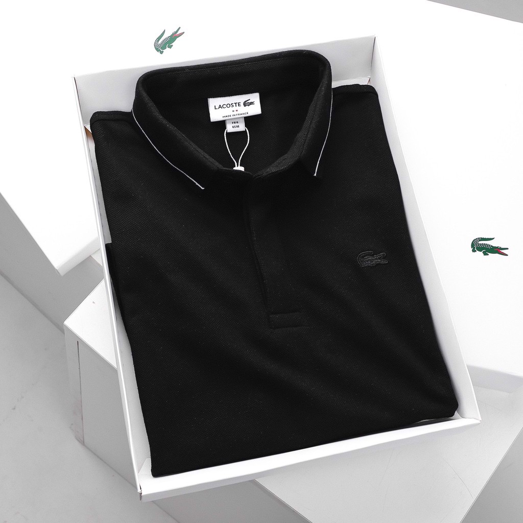 Áo Thun Nam Polo Form Regular LACOSTE TRƠN VIỀN CỔ GIẤU NÚT Made in France vải da cá sấu mịn mát cực xịn 3 Màu