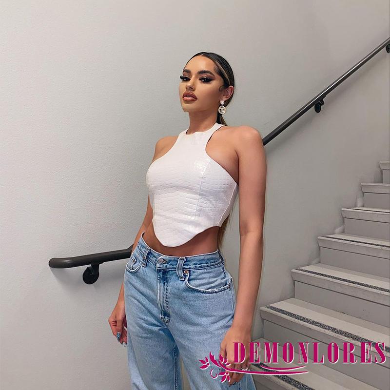 Áo Da Ba Lỗ Hở Lưng Màu Trơn Phong Cách Quyến Rũ