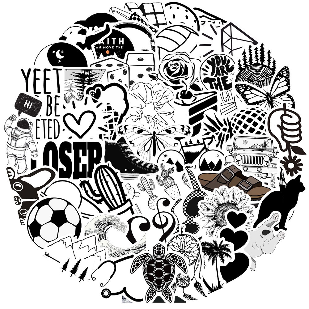 Set 50 Miếng Dán Trang Trí Chống Thấm Nước In Hình Xinh Xắn