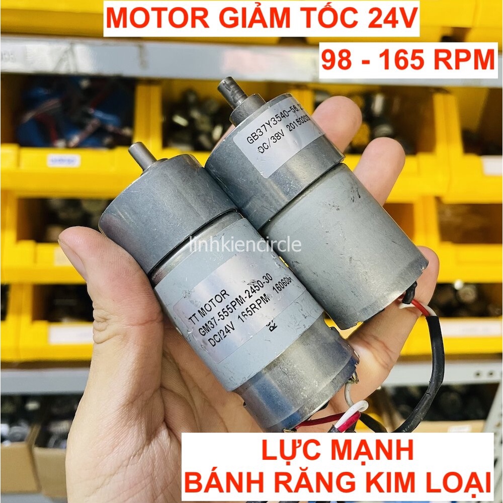 Motor giảm tốc 24V bánh răng kim loại mô men xoắn lớn tốc độ 98 - 165 vòng/phút - LK0378