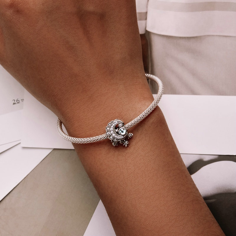 Bamoer Vòng Tay Bạc Sterling Đính Mặt Trăng Và Ngôi Sao