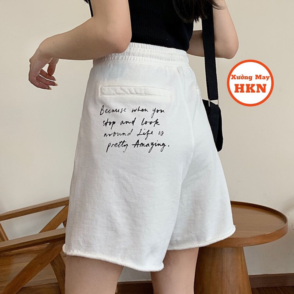 Quần Đùi Nữ In Chữ Sau Mông Vải Đẹp Dày Dặn Mã 443 Xưởng May HKN