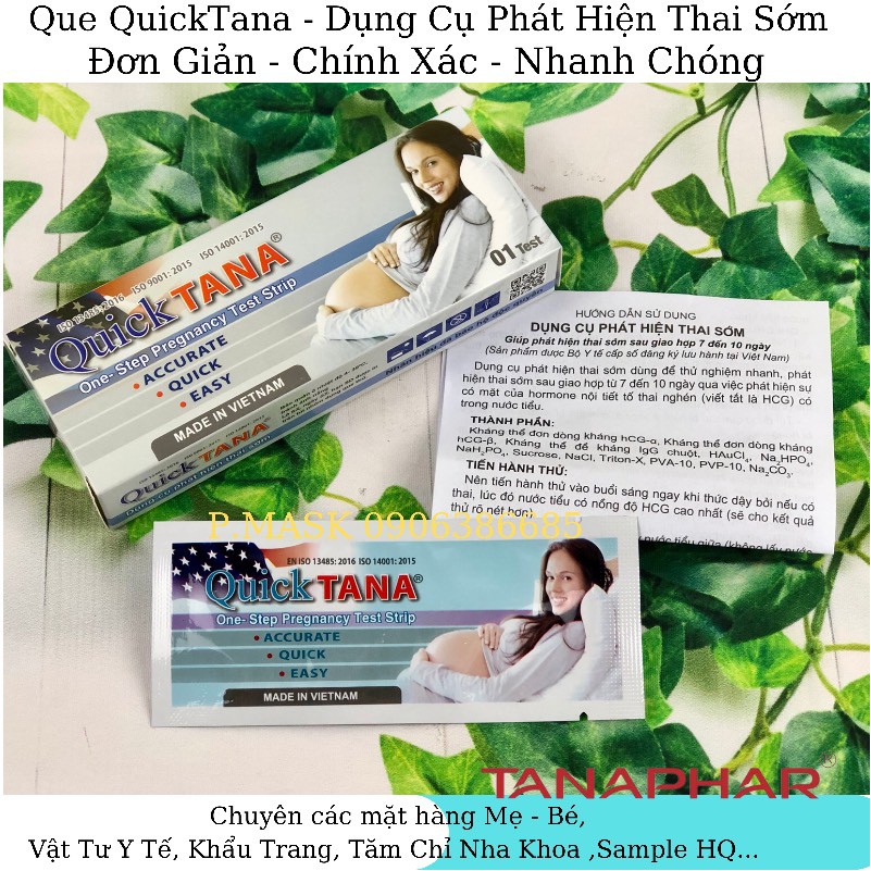 Que thử thai QuickTana 5mm phát hiện thai sớm - Dụng cụ phát hiện thai sớm QuickTana tiện lợi, chính xác ( 1 Que )