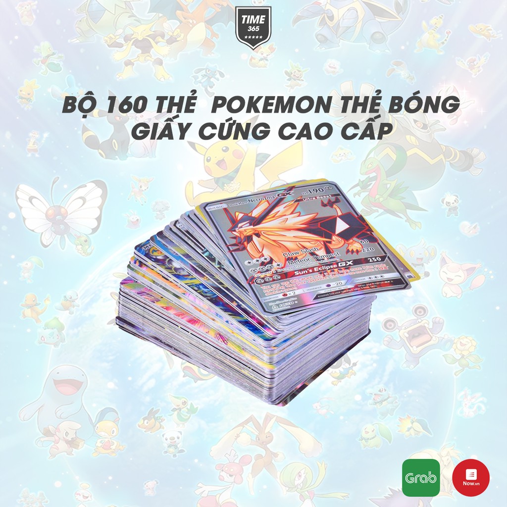 Bộ 160 thẻ bài Pokemon cao cấp giấy bóng cứng cáp