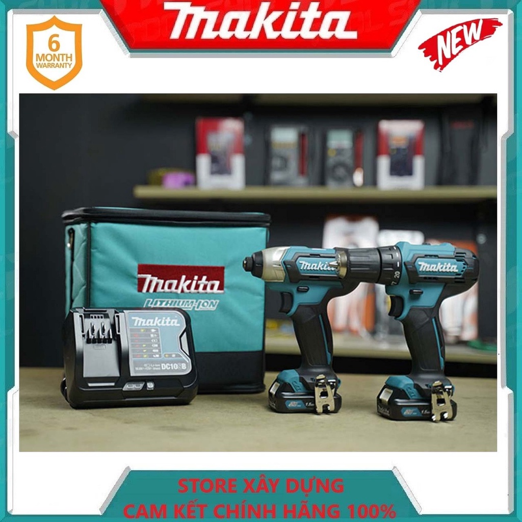 BỘ SẢN PHẨM MÁY KHOAN VẶN VÍT PIN 12V MAKITA CLX224S- HÀNG CHÍNH HÃNG