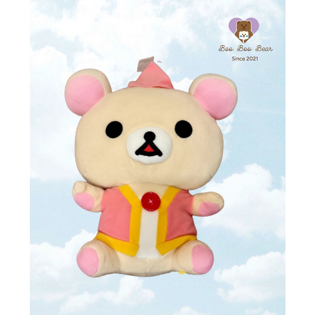 Gấu bông Rila Korilakkuma Rilakkuma mặc áo hồng mũ chóp hồng 25-30cm