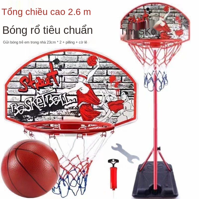 ✜✗☍Trụ bóng rổ trẻ em có thể nâng lên hạ xuống khung chụp trong nhà sàn đứng hộ gia đình đồ chơi ngoài trời cho