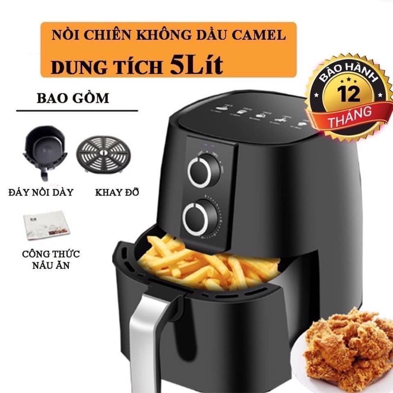 Nồi Chiên Không Dầy CAMEL 5 Lít Công suốt 1350w F261 Mới 2021