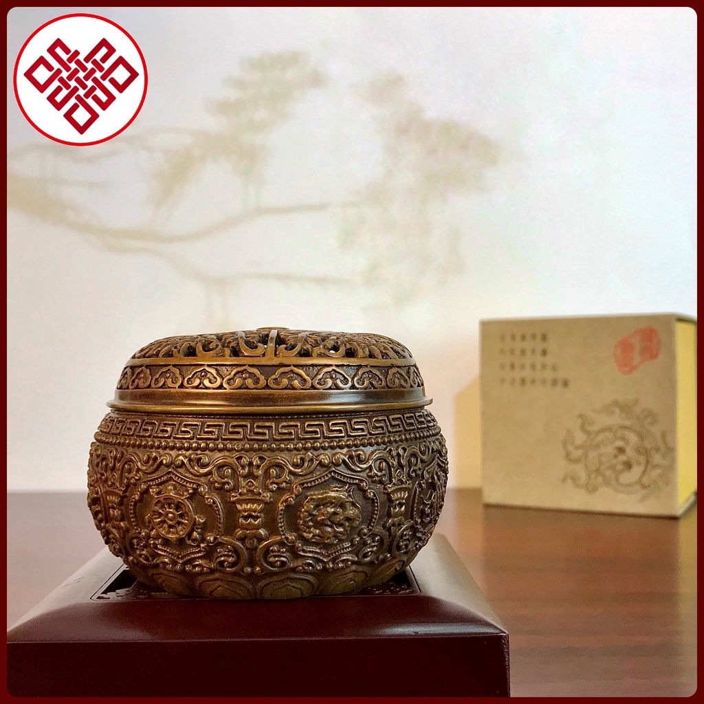 Lư Xông Trầm - Lư Hương Trang Trí Bàn Thờ - Đồ Thờ Cúng Mật Tông [Kim Cương Hỷ Lạc] Mẫu Mới