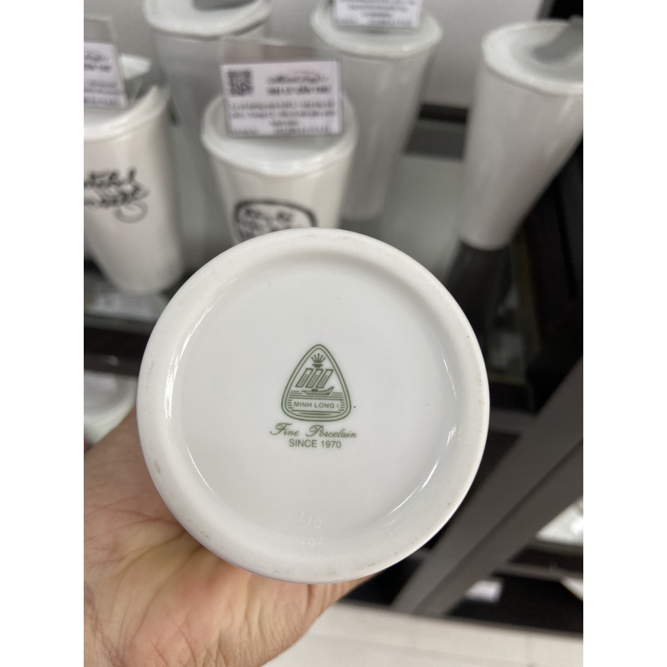Ly sứ dưỡng sinh 0.48 L + nắp ống hút  - Thở và cười - Gốm sứ cao cấp Minh Long I