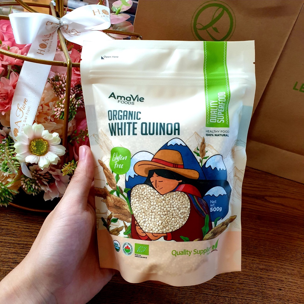 Hạt diêm mạch quinoa trắng hữu cơ Amavie Foods 500g