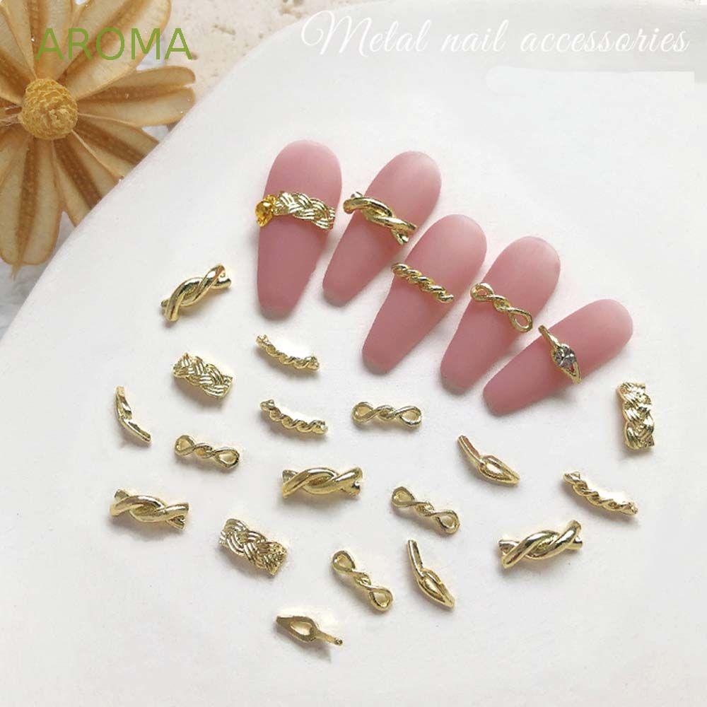 Bộ 20 Phụ Kiện Trang Trí Móng Tay Dạng Xoắn Bằng Hợp Kim Phong Cách Nhật Bản Thời Trang 3D