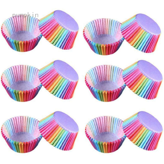 Set 100 Cúp Giấy Đựng Nướng Bánh Màu Cầu Vồng Xinh Xắn