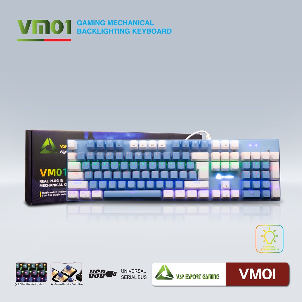 [Mã 99ELHA giảm 7% đơn 300K] [VIDEO] Phím Cơ Chuyên Game VM01 nhiều chế độ LED (3 màu, 25 key Anti Ghost, Phím nóng FN+) | BigBuy360 - bigbuy360.vn