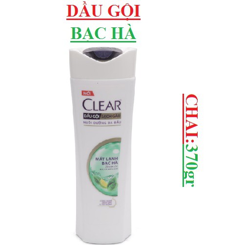 Dầu gội clear 370g mát lạnh bạc hà, hương hoa anh đào