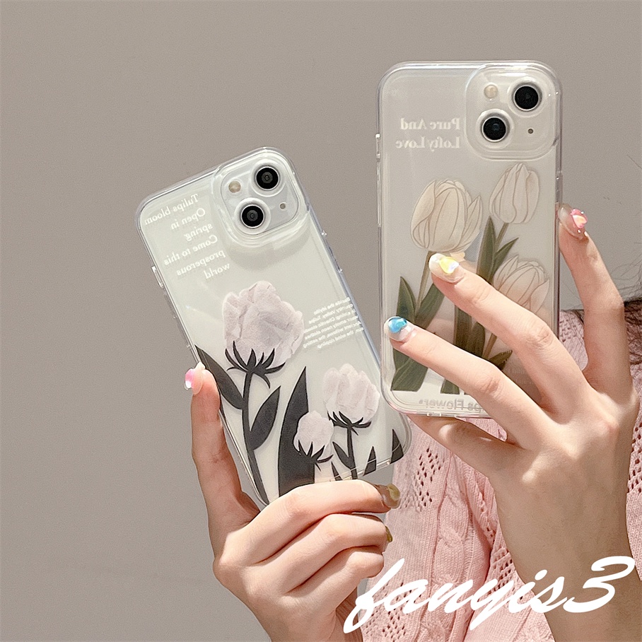 Ốp Điện Thoại TPU Mềm Trong Suốt Hình Hoa Tulip Cho iPhone 13 12 11 Pro Max X XR Xs Max 8 7 6 6s Plus SE 2020