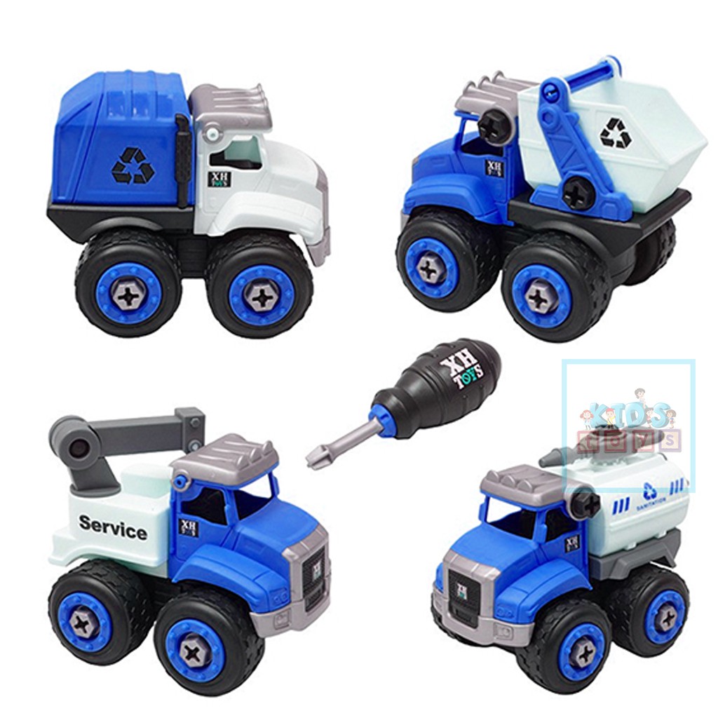 Xe đồ chơi xúc vật liệu xây dựng một bộ gồm 4 xe