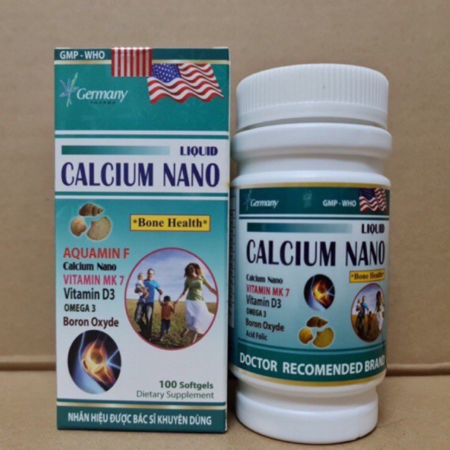 Bổ sung canxi, chống còi xương, loãng xương - Hộp 100 viên - Liquid Calcium Nano