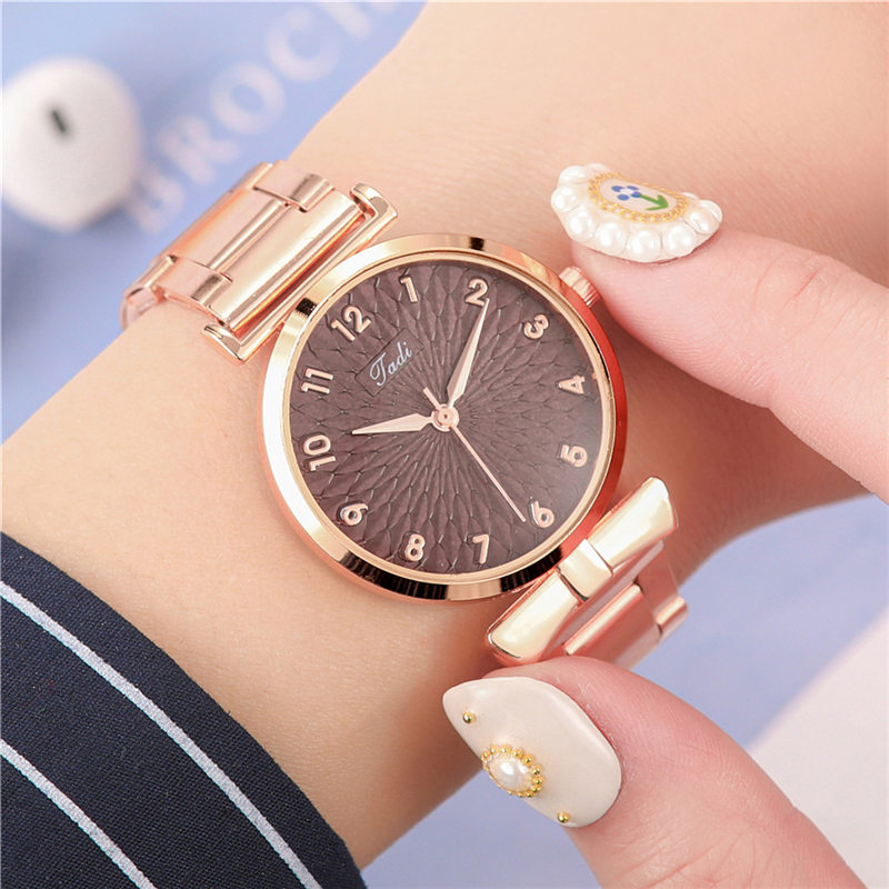 ZOLFA Elegant Rose Gold Stainless Steel Strap Female Watches Classic Black Ladies Dress Analog Clocks Đồng hồ nữ