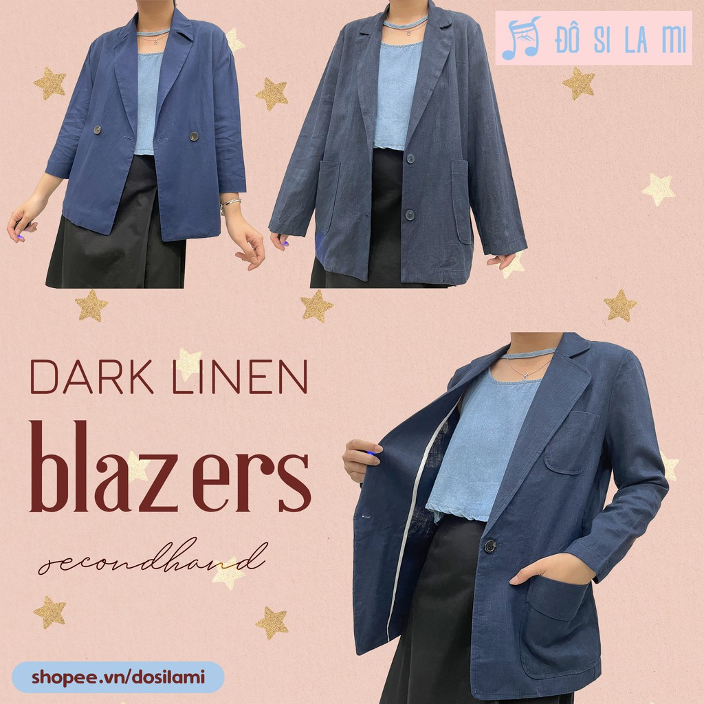 Áo Blazer Xanh Đen Và Đen Vintage Secondhand | Nhiều Mẫu | Số Đo Ở Phần Mô Tả | Đô Si La Mi |