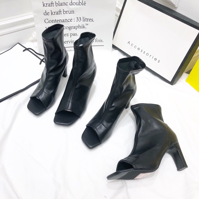 Boot hở mũi cao gót basic