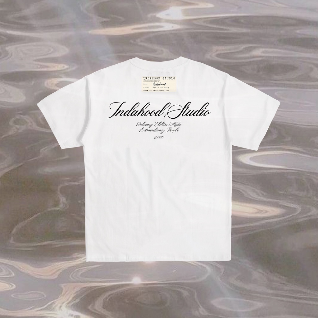 Áo thun Form rộng INDAHOOD STUDIO FONT Black/White/Wash Dark Grey