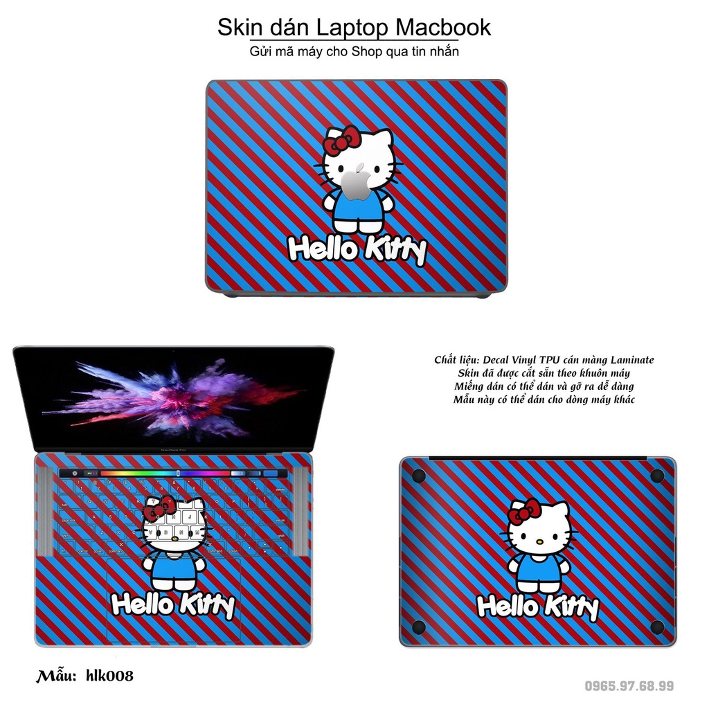 Skin dán Macbook mẫu Hello Kitty (đã cắt sẵn, inbox mã máy cho shop)