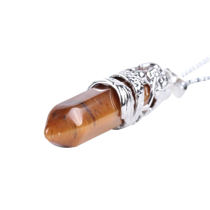 Dragon Tribe Totem Hexagonal Natural Quartz Crystal Chakra Healing Point Pendant Necklace Jewelry Fashion Accessories