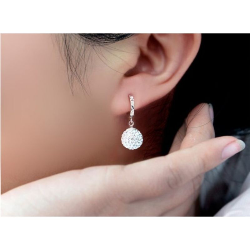 Hoa tai Bạc Hàn Quốc Song Hye Kyo khoen tròn trân châu