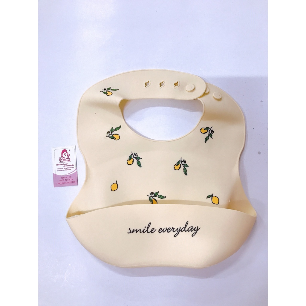 Yếm ăn dăm silicone Smile Everday không bám bẩn, siêu mềm cao cấp cho bé yêu ăn dặm