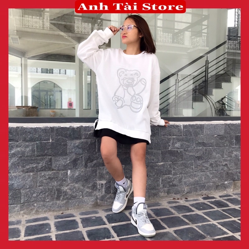 Áo Sweater nam nữ in hình gấu phản quang chất nỉ bông giày đẹp form rộng unisex phong cách Hàn Quốc TA 1102 | WebRaoVat - webraovat.net.vn