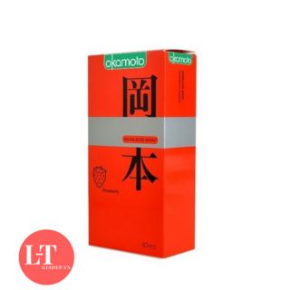 Bao Cao Su Okamoto Skinless Skin Strawberry Hương Dâu Hộp 10 Cái