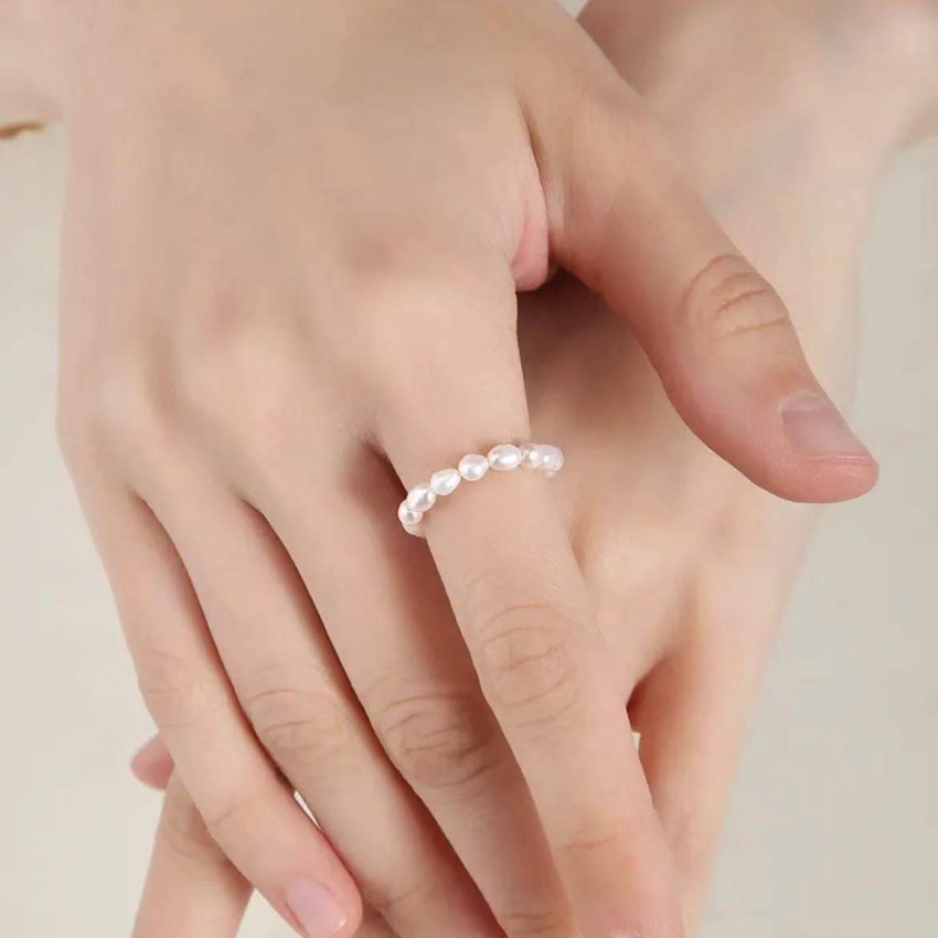 Nhẫn Đính Hạt Ngọc Trai Thiết Kế Đơn Giản Thời Trang Cho Nữ