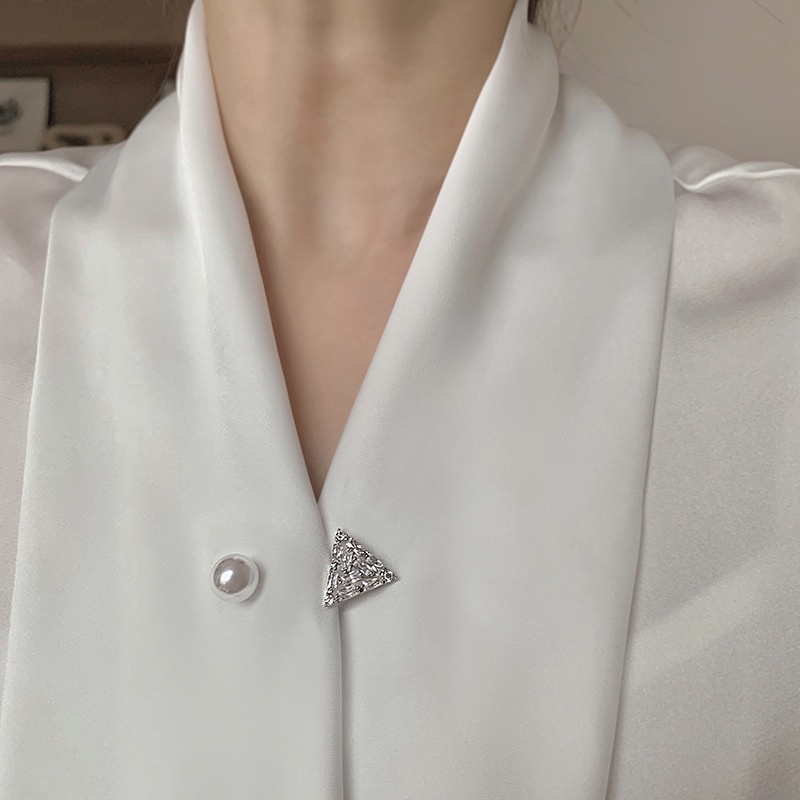Ghim Cài Cổ Áo Ngọc Trai Nhân Tạo Chống Chói Cỡ Nhỏ Phụ Kiện Trang Trí Áo Cardigan Thời Trang Mới