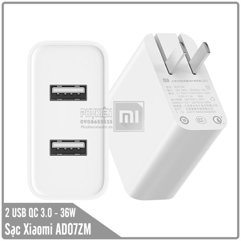 Cốc sạc 36w xiaomi chính hãng- Củ sạc xiaomi hỗ trợ quick charge 3.0 chính hãng xiaomi