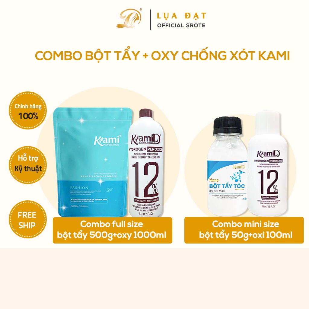 Bột tẩy Nano Kami siêu mạnh,chống xót,chống rát da đầu-TẶNG KÈM OXI KAMI