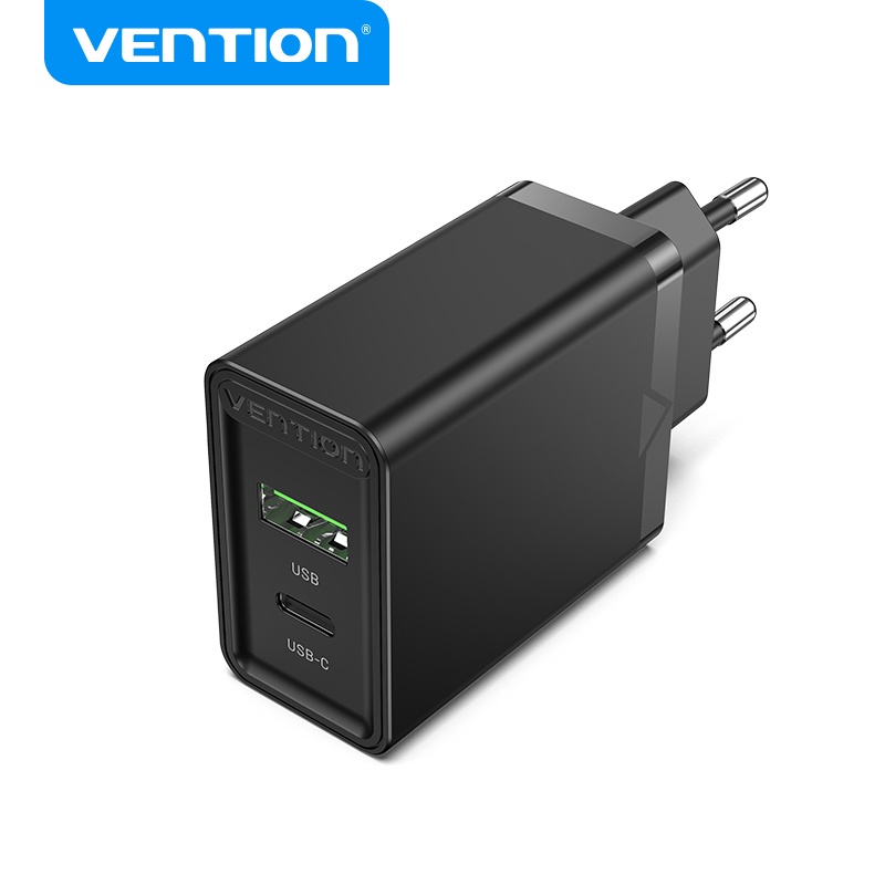 Cốc sạc nhanh Vention treo tường hai cổng USB A 18W USB C 20W PD3.0 QC3.0 cho Samsung