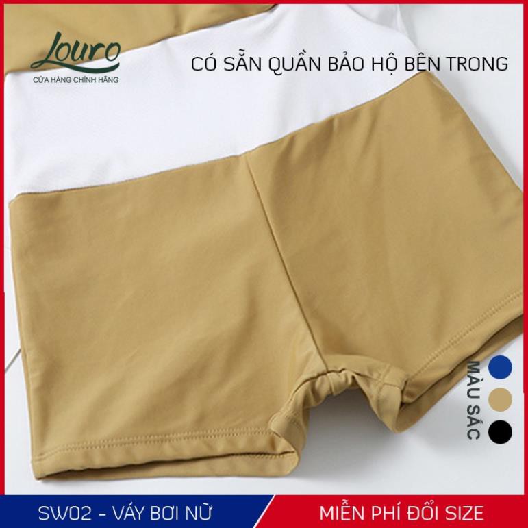 Áo bơi nữ 1 mảnh liền kín đáo Louro, kiểu bikini đi biển tay ngắn chun eo phong cách đồ bơi hàn quốc - SW02 New12 | BigBuy360 - bigbuy360.vn