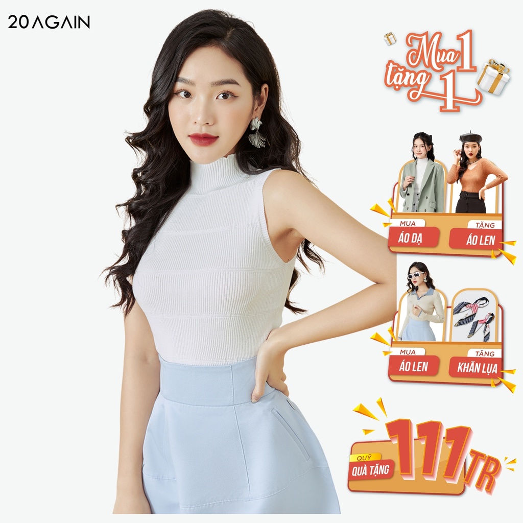 Áo len nữ ôm boby sát nách 20AGAIN, thiết kế bacsic trẻ trung ALA0051