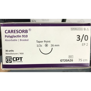 Chỉ phẫu thuật tự tiêu CARESORB 3/0,hộp 36 sợi,52k/sợi